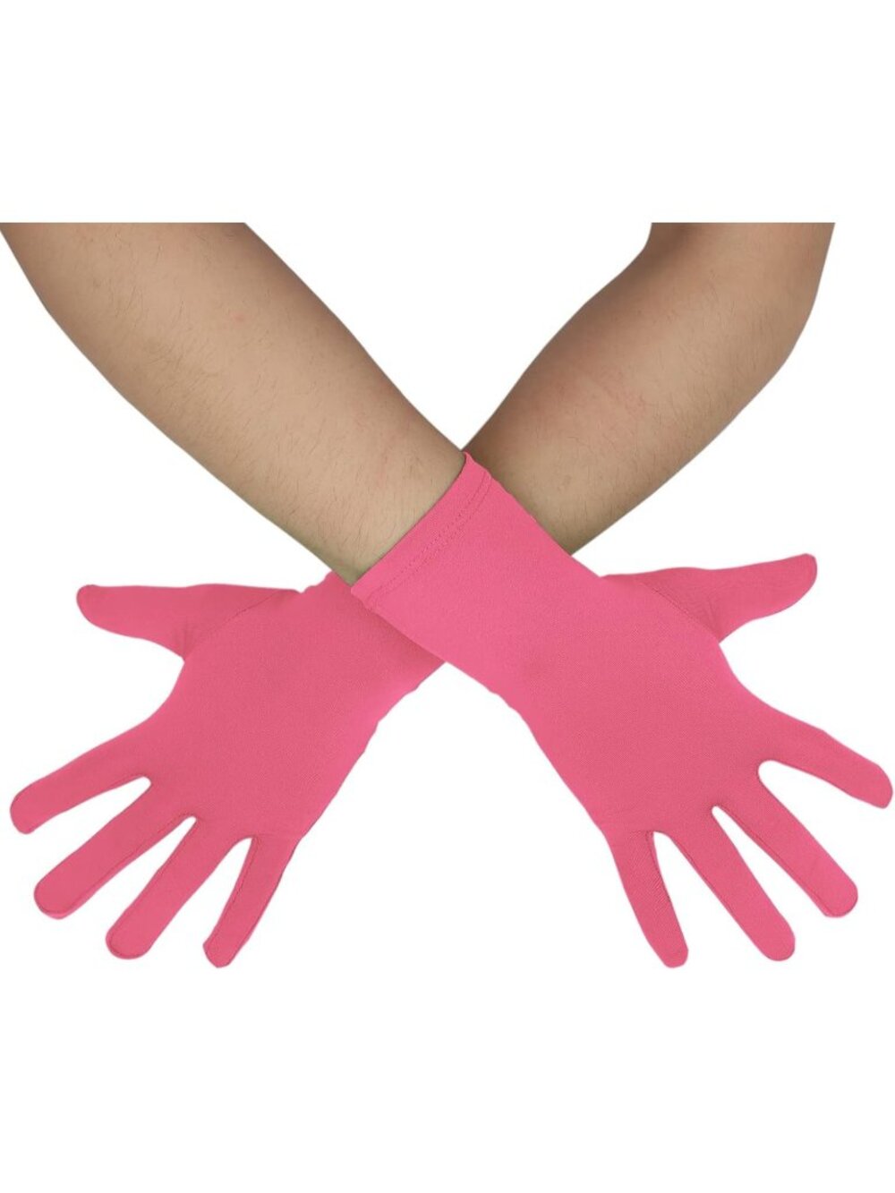 Women's Pink Banquet Party For Halloween Stretchy Spandex Costume Gloves